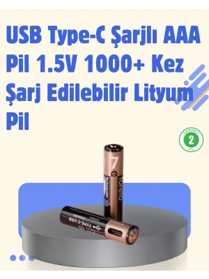 USB Type-C Şarjlı AAA Lityum Pil 1000+ Şarj Döngüsü ile Uzun Ömür
