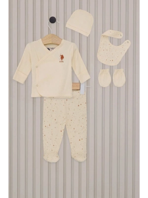 U.S.Polo Kız Bebek 5Li Zıbın Seti USB2107 Krem
