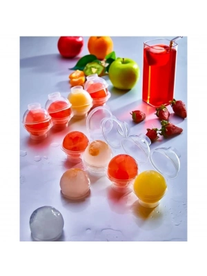 Üstten Doldurmalı Yatay 4 Bölmeli  Küre Buz Topu Kalıbı -  Yuvarlak Buz Topu Yapma Aparatı