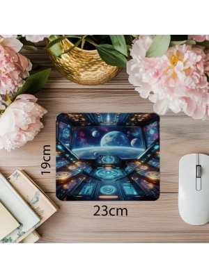 Uzay Gemisi Penceresinden Gezegenler Mousepad - 19x23 cm 2 mm Dikdörtgen İthal Baskılı Mouse Pad