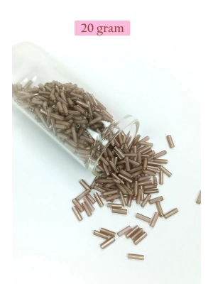 Uzun Boru Kesme Boncuk Çap 2mm Uzunluk 10 mm - 20 Gram - Duman - BNC253