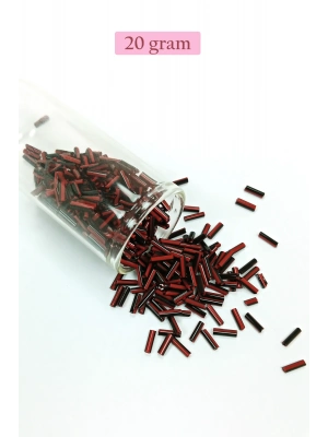 Uzun Boru Kesme Boncuk Çap 2mm Uzunluk 10 mm - 20 Gram - Kırmızı Siyah - BNC252
