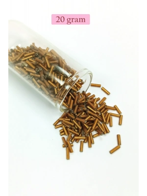 Uzun Boru Kesme Boncuk Çap 2mm Uzunluk 10 mm - 20 Gram - Koyu Altın - BNC226