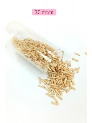 Uzun Boru Kesme Boncuk Çap 2mm Uzunluk 10 mm - 20 Gram - Koyu Krem - BNC229
