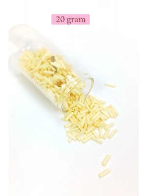 Uzun Boru Kesme Boncuk Çap 2mm Uzunluk 10 mm - 20 Gram - Krem - BNC234