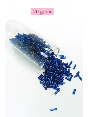 Uzun Boru Kesme Boncuk Çap 2mm Uzunluk 10 mm - 20 Gram - Lacivert - BNC233