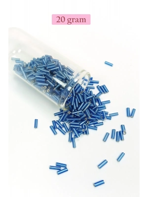 Uzun Boru Kesme Boncuk Çap 2mm Uzunluk 10 mm - 20 Gram - Mavi - BNC242