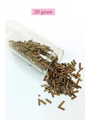 Uzun Boru Kesme Boncuk Çap 2mm Uzunluk 10 mm - 20 Gram - Parlak Gold - BNC249