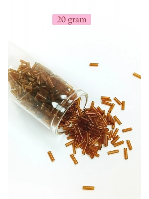 Uzun Boru Kesme Boncuk Çap 2mm Uzunluk 10 mm - 20 Gram - Şeffaf Kahverengi - BNC246