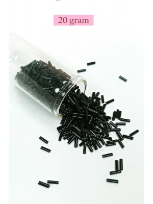 Uzun Boru Kesme Boncuk Çap 2mm Uzunluk 10 mm - 20 Gram - Siyah - BNC241