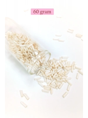 Uzun Boru Kesme Boncuk Çap 2mm Uzunluk 10 mm - 60 Gram - Açık Krem - BNC298
