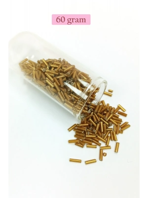 Uzun Boru Kesme Boncuk Çap 2mm Uzunluk 10 mm - 60 Gram - Altın Sarısı - BNC270