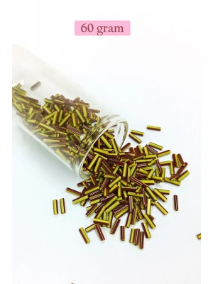 Uzun Boru Kesme Boncuk Çap 2mm Uzunluk 10 mm - 60 Gram - Koyu Kırmızı Sarı - BNC297
