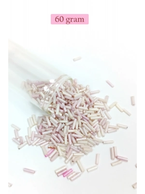 Uzun Boru Kesme Boncuk Çap 2mm Uzunluk 10 mm - 60 Gram - Mat Beyaz - BNC302