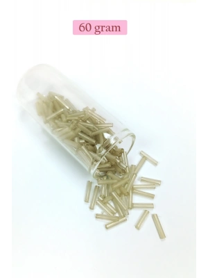 Uzun Boru Kesme Boncuk Çap 2mm Uzunluk 10 mm - 60 Gram - Şeffaf Bej - BNC276