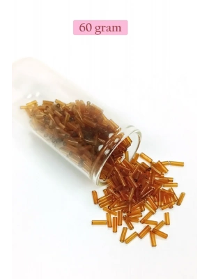 Uzun Boru Kesme Boncuk Çap 2mm Uzunluk 10 mm - 60 Gram - Şeffaf Gold - BNC293