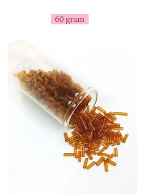 Uzun Boru Kesme Boncuk Çap 2mm Uzunluk 10 mm - 60 Gram - Şeffaf Gold - BNC293