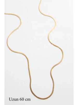 Uzun İnce İtalyan Zincir Kolye (60 cm) - Altın