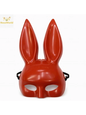 Uzun Kulaklı Kırmızı Lüks Tavşan Maskesi