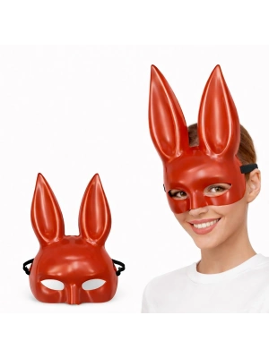 Uzun Kulaklı Kırmızı Lüks Tavşan Maskesi