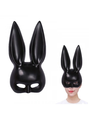 Uzun Kulaklı Siyah Lüks Tavşan Maskesi