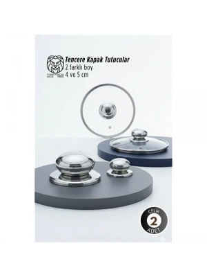 ® Valeria Serisi 2’li Paslanmaz Çelik Lüks Tencere Kapağı Tutucu Seti - 4-5 cm Universal