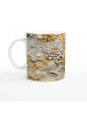 Vanilya Bahçesi Çiçek Desenli Kupa Bardak