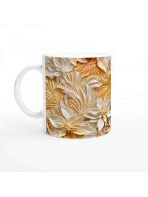 Vanilya Işıltısı Çiçekli Kupa Bardak