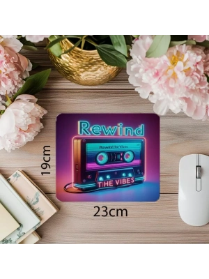 Vaporwave Renklerde Kaset Tasarımlı Mousepad - 19x23 cm 2 mm Dikdörtgen İthal Baskılı Mouse Pad