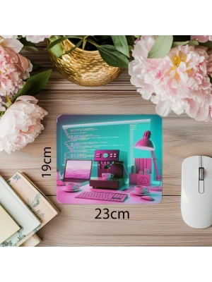 Vaporwave Renkli Yazılımcı Masası Mouse Pad - 19x23 cm 2 mm Dikdörtgen İthal Baskılı Mouse Pad