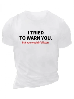 20/1 Penye Compack I TRIED TO WARN YOU. Baskılı Oversize Bisiklet Yaka T-shirt - Beyaz -
