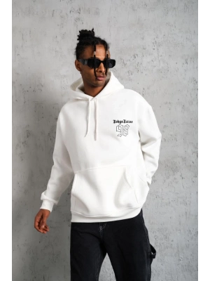 98 Baskılı Kapşonlu Sweat - Beyaz -