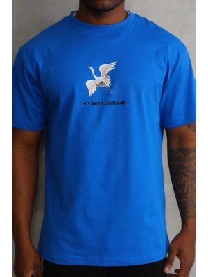 Baskılı Oversize T-Shirt - Mavi -