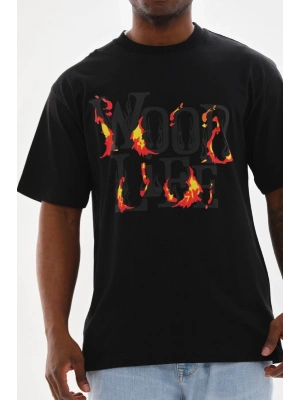 Baskılı Oversize T-Shirt - Siyah -