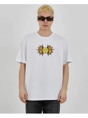 Bisiklet Yaka Baskılı Oversize T-Shirt - Beyaz -