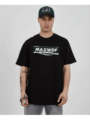 Bisiklet Yaka Baskılı Oversize T-Shirt - Siyah -