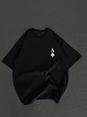 Bisiklet Yaka Baskılı Oversize T-Shirt - Siyah -