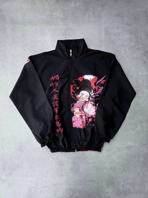 Fermuarlı Dijital Baskılı Rüzgarlık - Siyah -