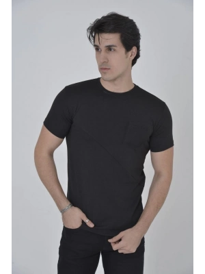 File Cepli Slim fit T-shirt - Siyah -