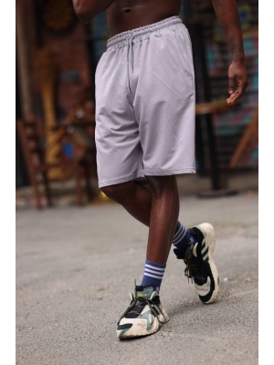 İki İplik Cepli Şort - Gri -