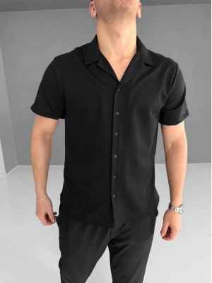 İki İplik Kumaş Gömlek - Siyah -