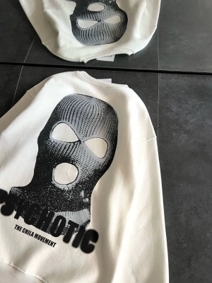 Kışlık Bisiklet Yaka Baskılı SweatShirt - Beyaz -