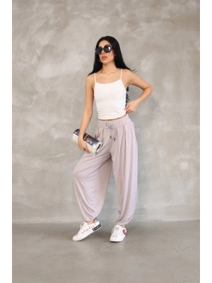 Osy Modal Yumuşak Dokulu Kumaş Şalvar Pantalon - Bej -