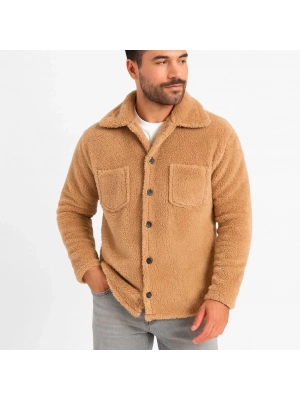 Pelüş Polar Hırka Gömlek  Açık Kahve -