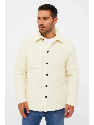 Pelüş Polar Hırka Gömlek - Beyaz -