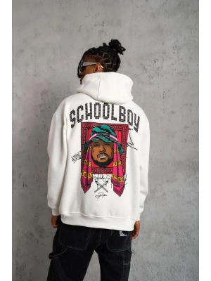 SCHOOL BOY Baskılı Kapüşonlu Sweat - Beyaz -