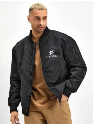 Siyah Bomber Mont – Fergolli Logo Baskılı -