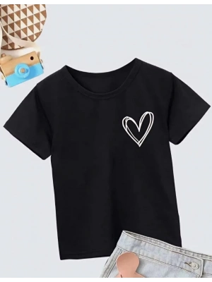 Bisiklet Yaka Baskılı T-Shirt - Siyah -