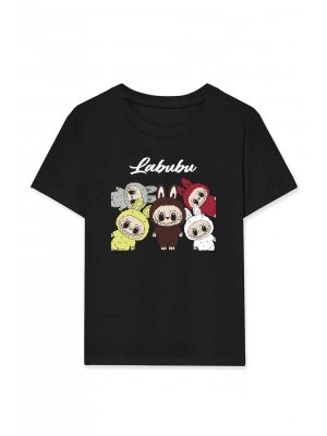 Labubu   Baskılı T-Shirt - Siyah -