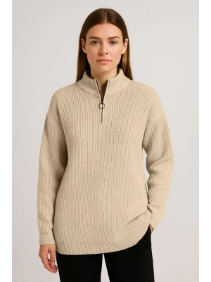 Yarım Fermuarlı Triko Kazak – Selanik Örgü -